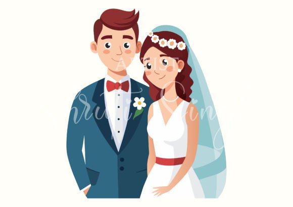 Capturing Romance: The Wedding Couple Vector Illustration