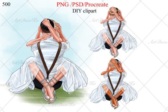 Wedding Day Bride and Groom DIY Clipart for Creative Projects