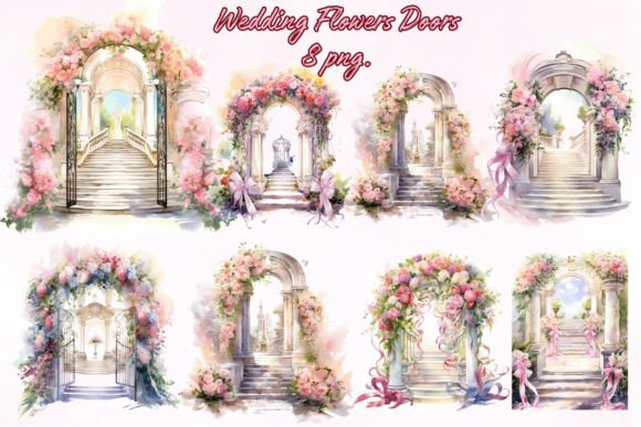 Wedding Flowers Doors Clipart: Versatile Design Assets