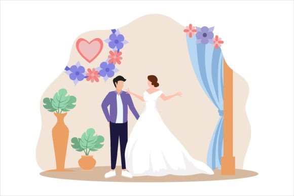 Wedding Party Flat Design Illustration: Elevate Your Brand