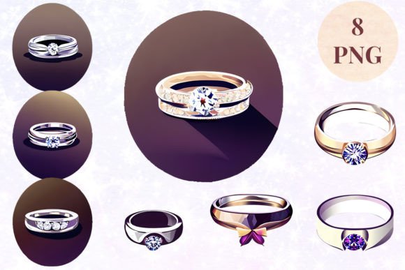 Wedding Ring 5 Clipart PNG: Instant Design Assets