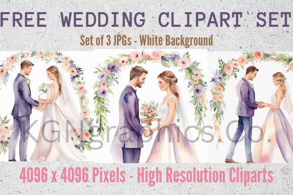 Whimsical Wedding Bliss: Free Watercolor Clipart for Creative Projects
